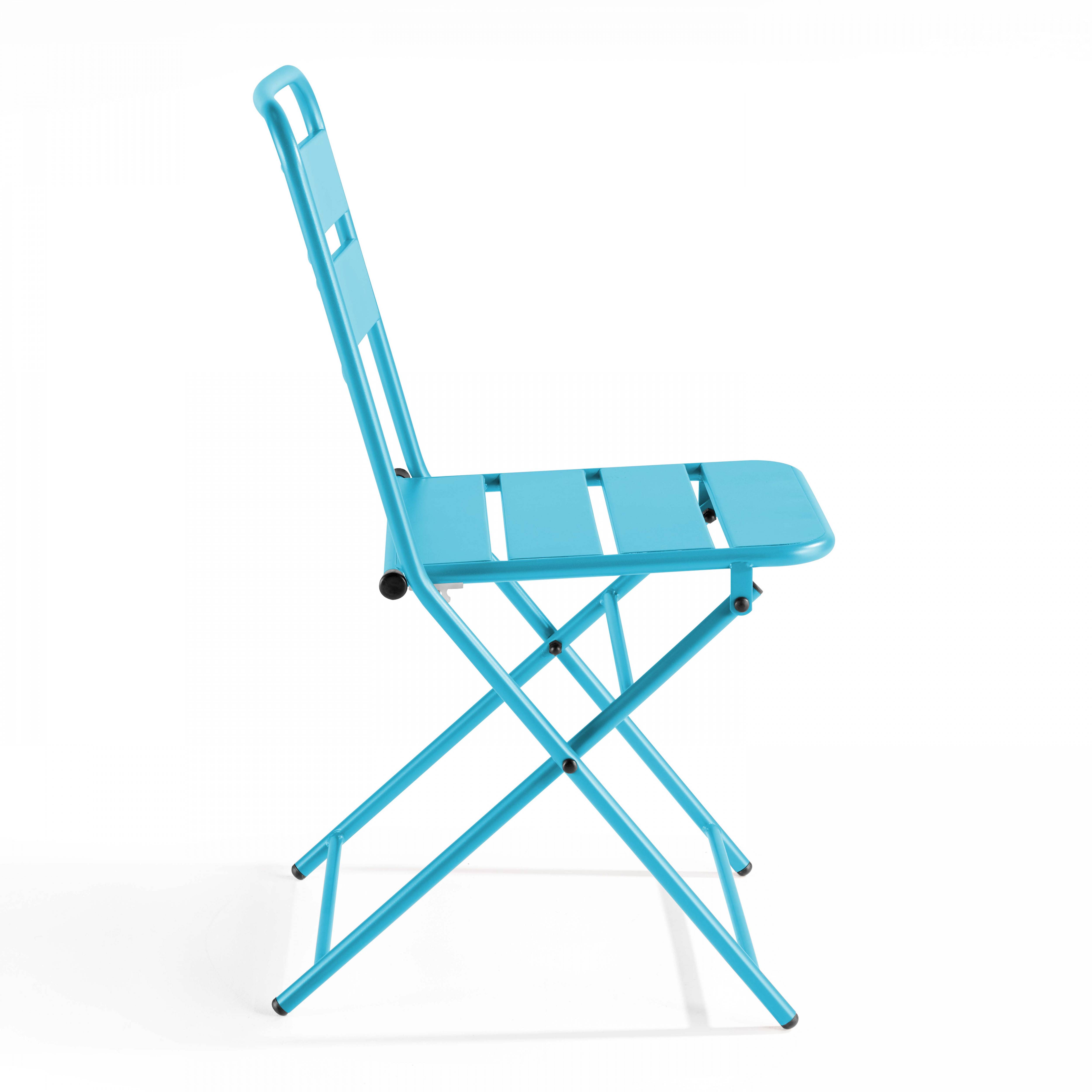 Oviala - Lot de 2 chaises de jardin pliantes en métal bleu Palavas - Oviala - Image 5