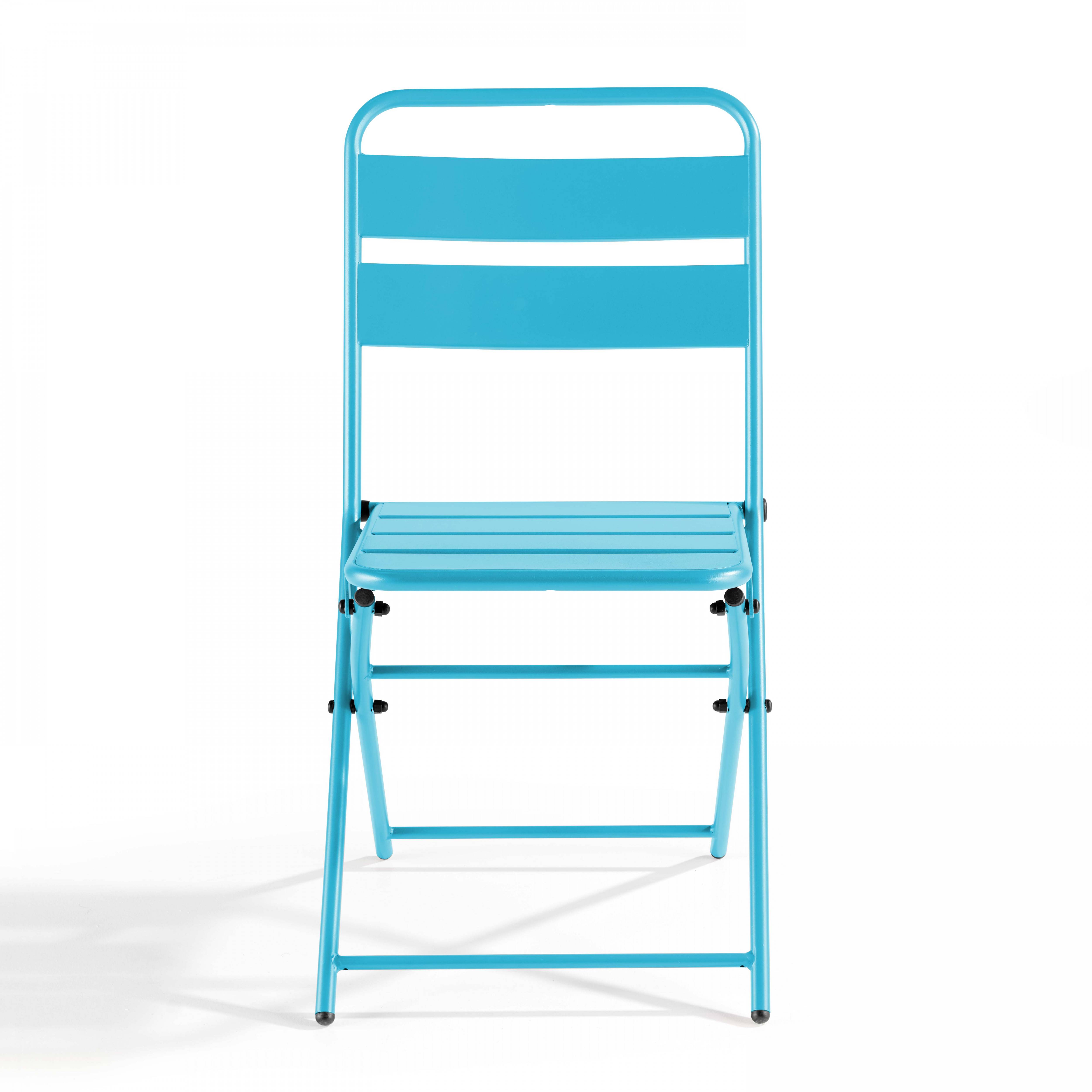 Oviala - Lot de 2 chaises de jardin pliantes en métal bleu Palavas - Oviala - Image 2