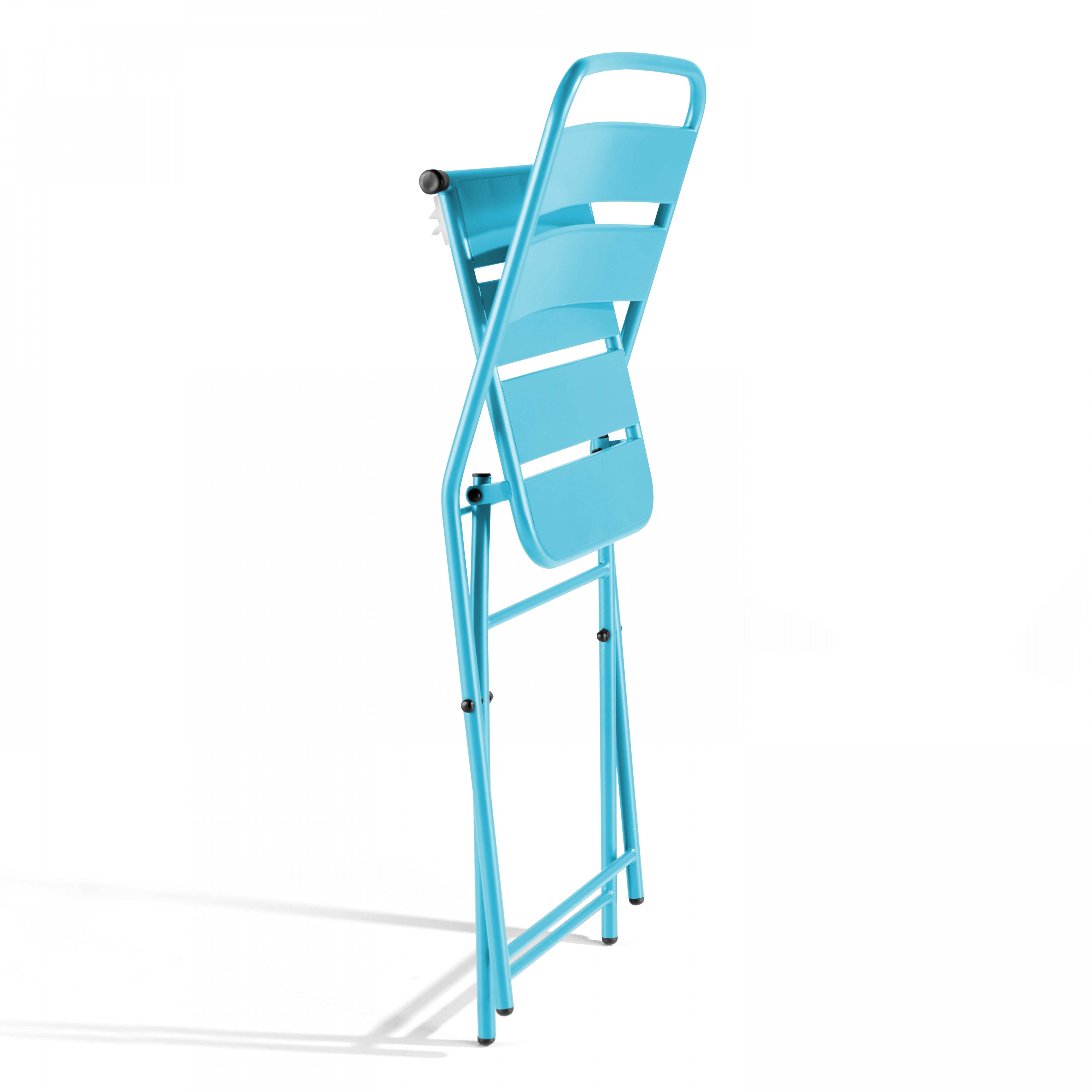 Oviala - Lot de 2 chaises de jardin pliantes en métal bleu Palavas - Oviala - Image 3