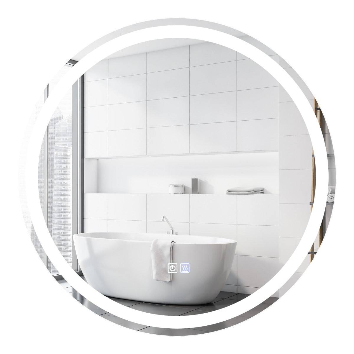 Helloshop26 - Miroir de salle de bain led ø 60 cm avec 3 eclairages interrupteur tactile et fonction anti-buée - Image 1