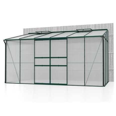 Vitavia - Serre adossée IDA 7800 - 7,8 m² en polycarbonate avec porte coulissante & lucarnes, Couleur Aluminium , Polycarbonate 6 mm - Image 4
