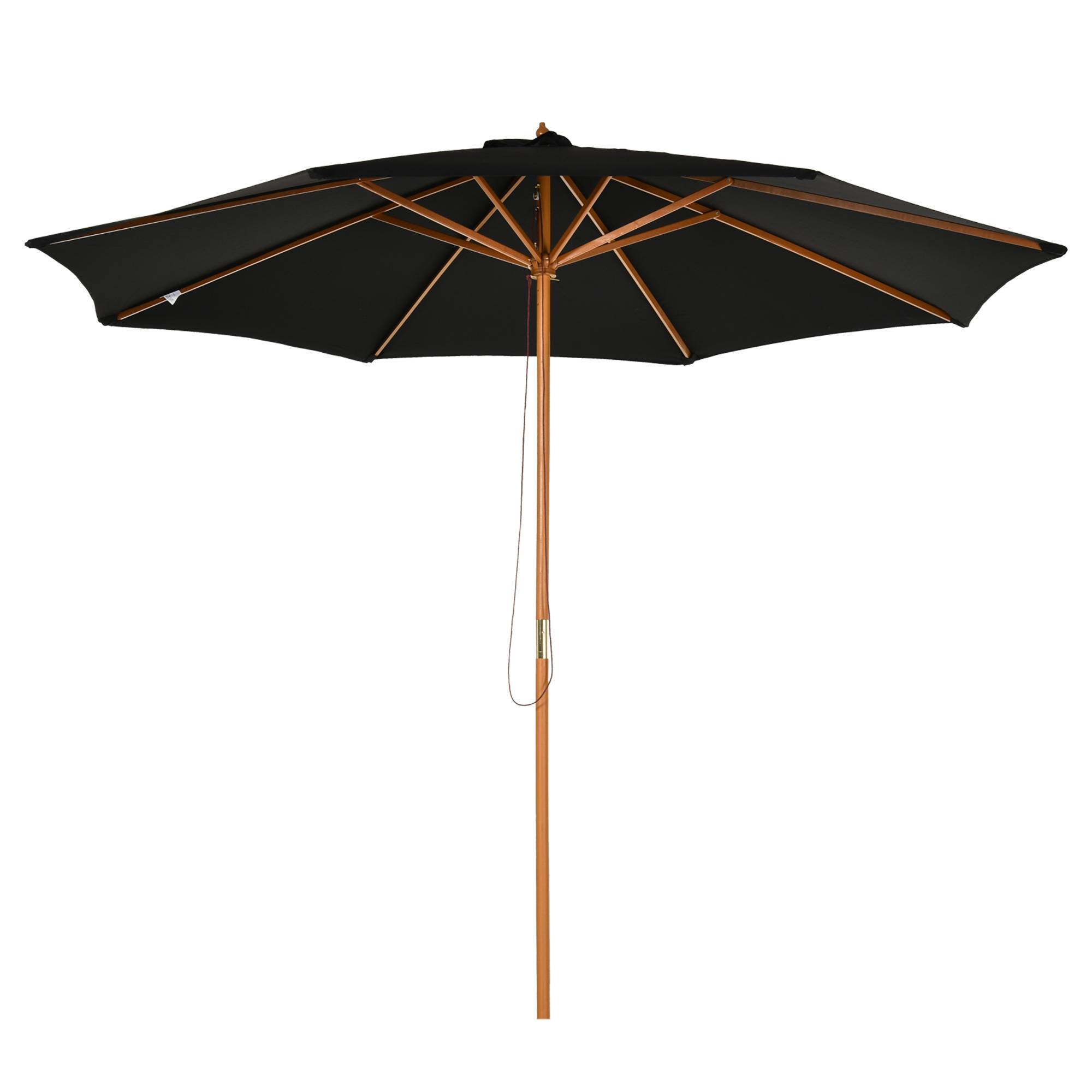ComfortXL - Parasol droit rond bois extérieur protection UV système corde Ø3m noir - ComfortXL Outdoor Living - Image 2