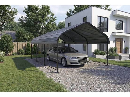 Habitat Et Jardin - Carport Abri De Voiture En Métal "phoenix" - 13,5 M² - Gris -habitat Et Jardin - Image 2