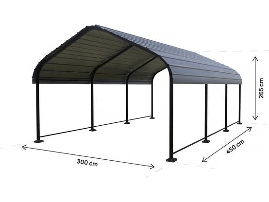 Habitat Et Jardin - Carport Abri De Voiture En Métal "phoenix" - 13,5 M² - Gris -habitat Et Jardin - Image 3