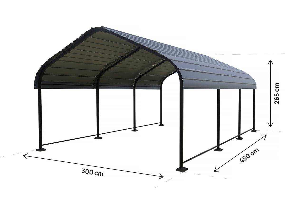 Habitat Et Jardin - Carport Abri De Voiture En Métal "phoenix" - 13,5 M² - Gris -habitat Et Jardin - Image 3