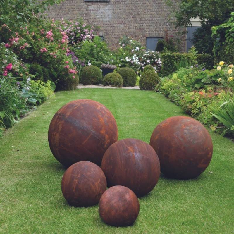 Boule rouillée jardin corten - Rouille 30 cm - Jardinex - Image 4