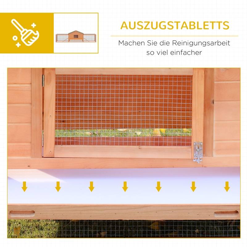 Clapier en bois de sapin pour lapins 2 enclos extérieurs 309x79x86cm naturel et vert - ComfortXL Outdoor Living - Image 6