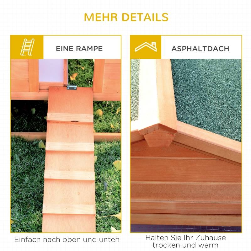 Clapier en bois de sapin pour lapins 2 enclos extérieurs 309x79x86cm naturel et vert - ComfortXL Outdoor Living - Image 5