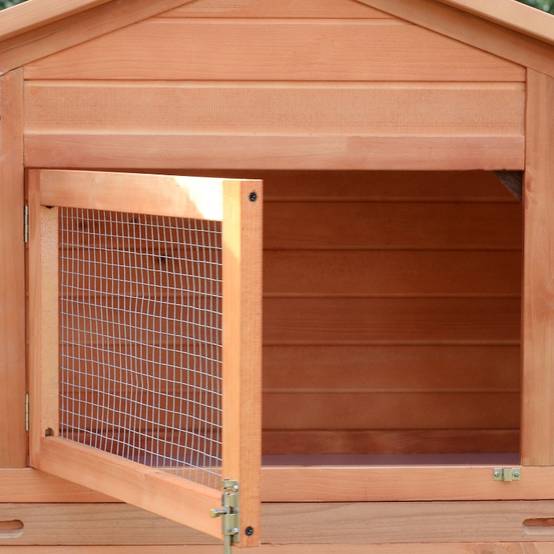 Clapier en bois de sapin pour lapins 2 enclos extérieurs 309x79x86cm naturel et vert - ComfortXL Outdoor Living - Image 7