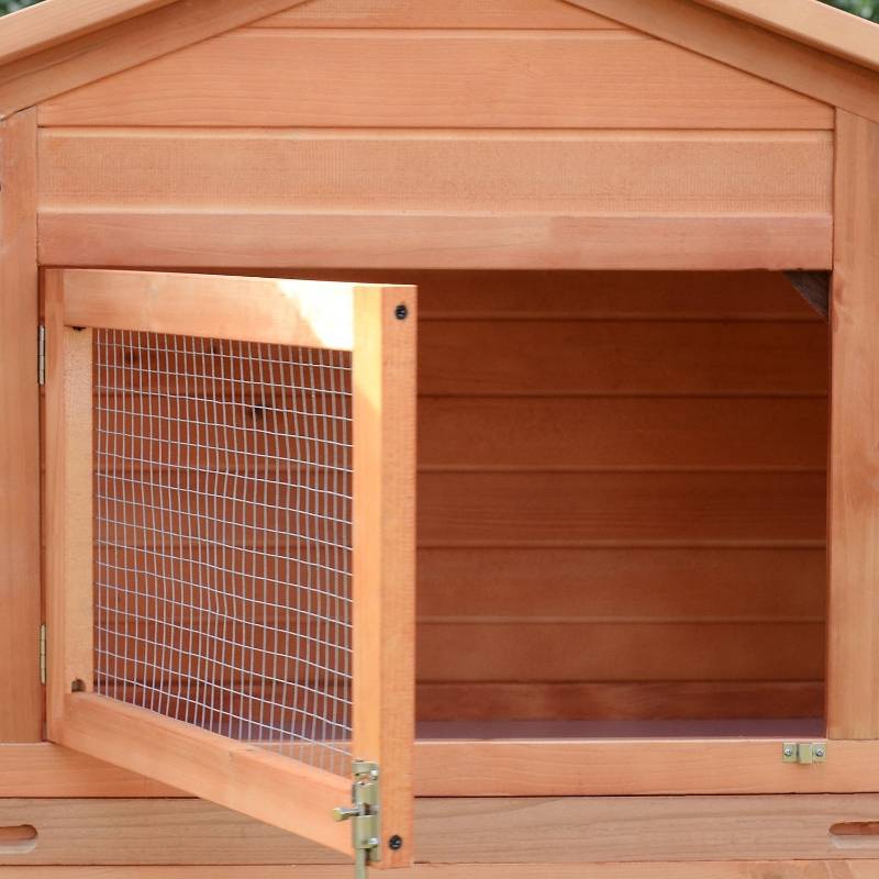 Clapier en bois de sapin pour lapins 2 enclos extérieurs 309x79x86cm naturel et vert - ComfortXL Outdoor Living - Image 7