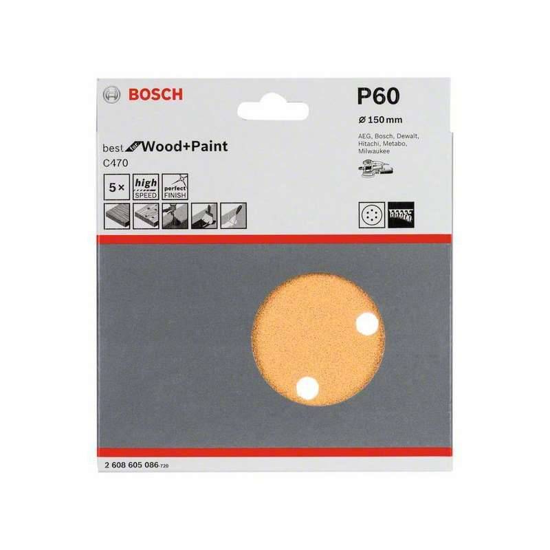 Bosch - 5 feuilles abrasives BOSCH Professional C470 Best for Wood and Paint pour ponceuses excentriques Ø 150mm - 6 trous - taille Grain 60 - BOSCH ACCESSOIR - Image 3