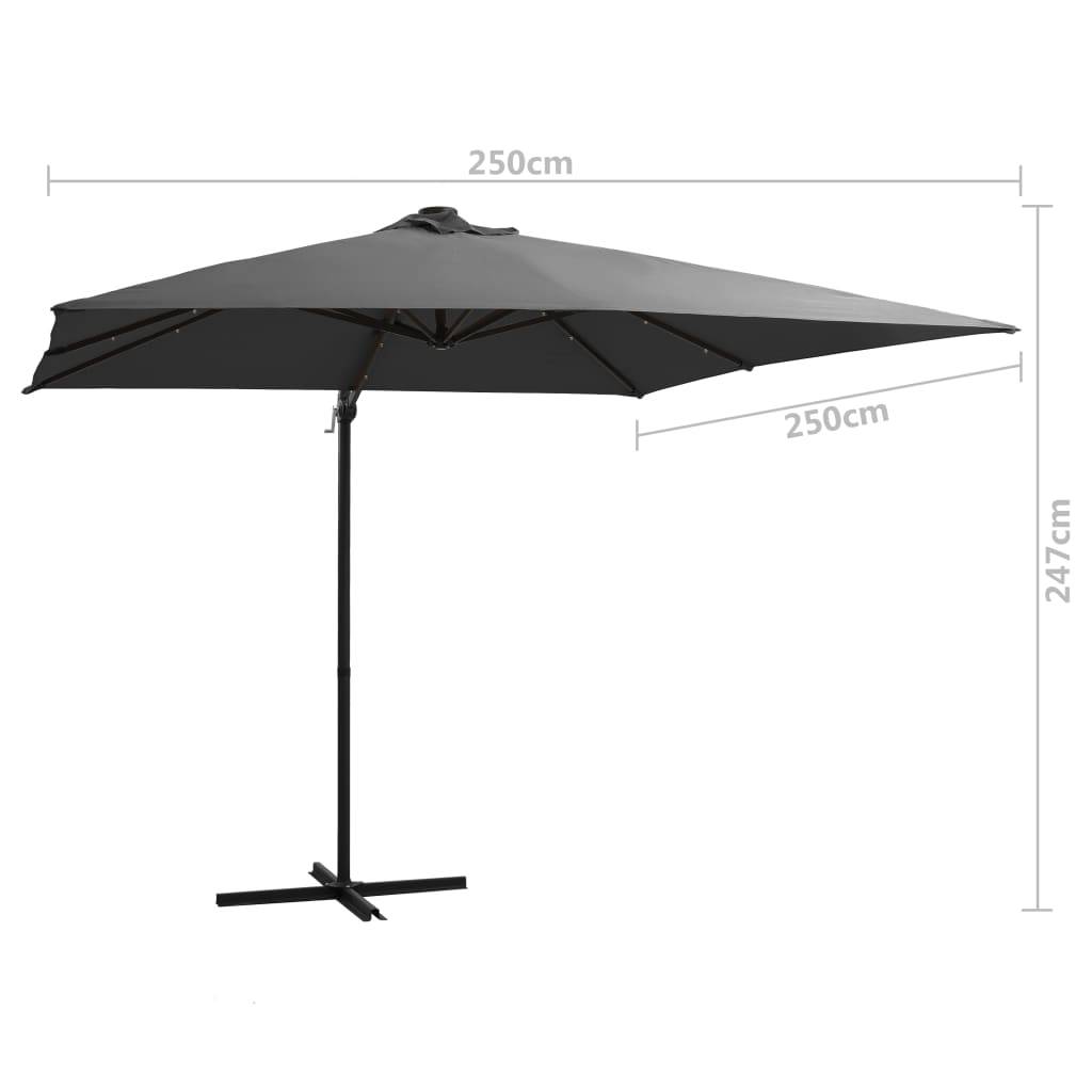 Helloshop26 - Parasol déporté avec led et mât en acier 250 x 250 cm anthracite - Image 7