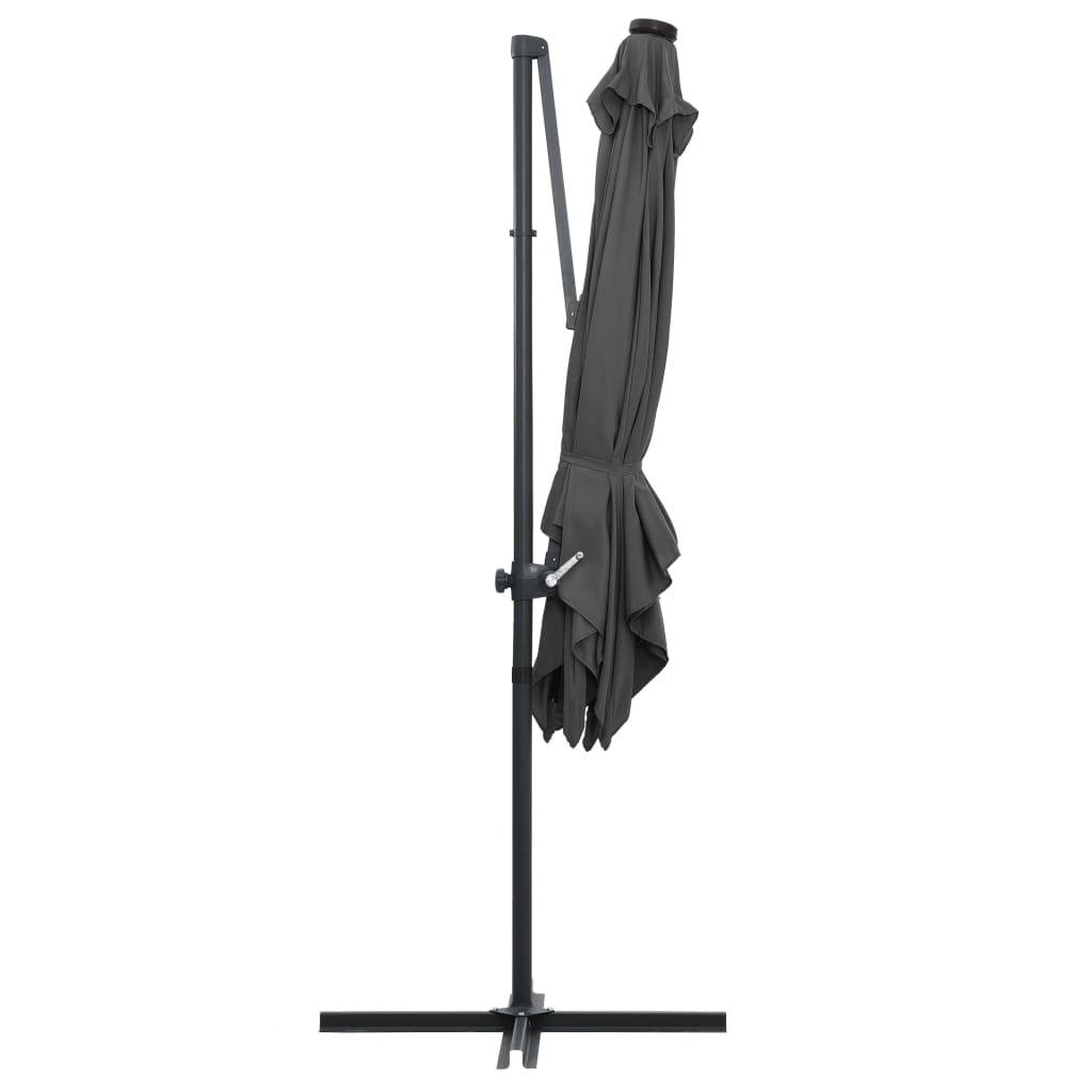 Helloshop26 - Parasol déporté avec led et mât en acier 250 x 250 cm anthracite - Image 4