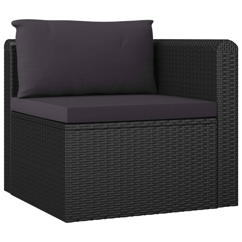 Helloshop26 - Salon de jardin meuble d'extérieur ensemble de mobilier 9 pièces avec coussins résine tressée noir - Image 2