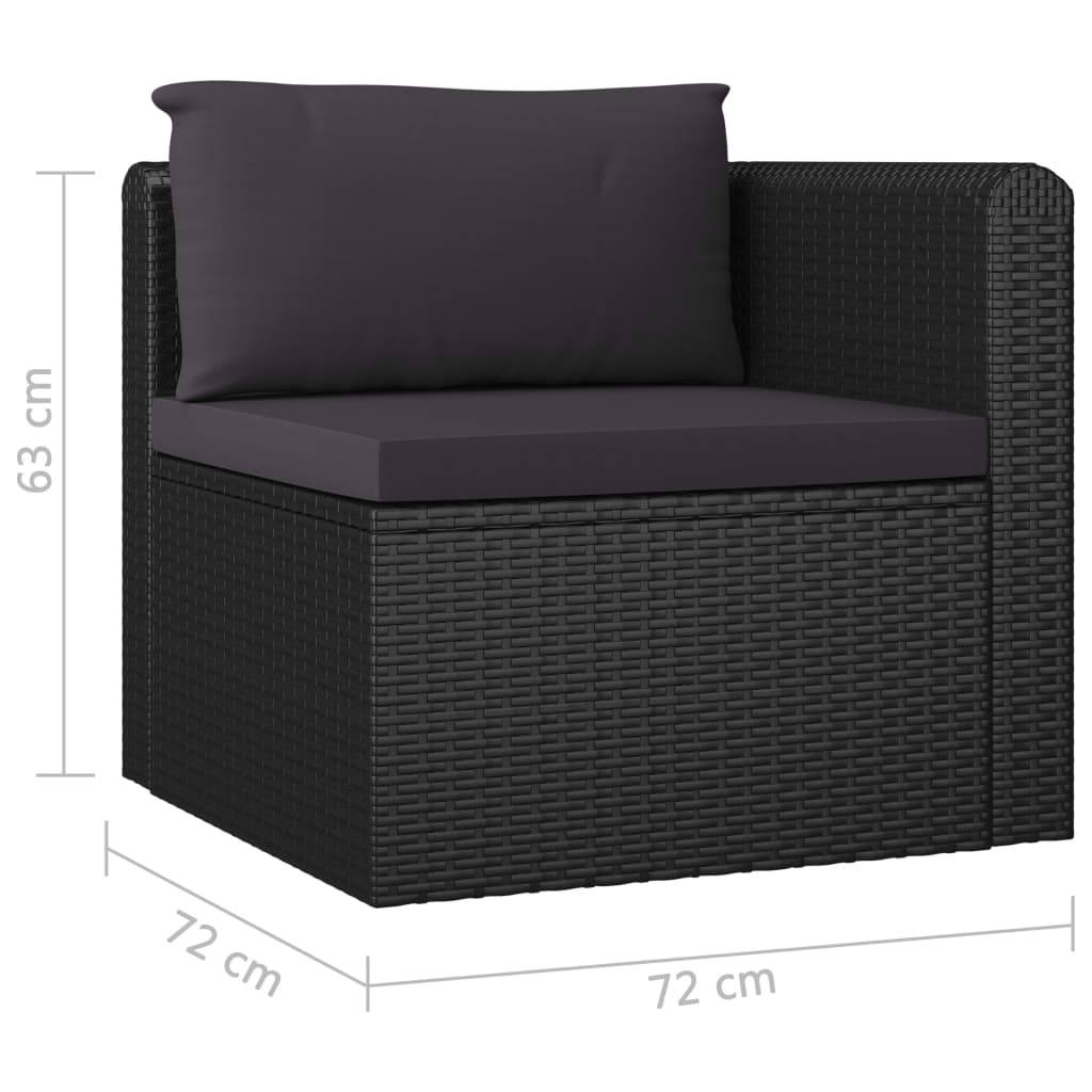 Helloshop26 - Salon de jardin meuble d'extérieur ensemble de mobilier 9 pièces avec coussins résine tressée noir - Image 5