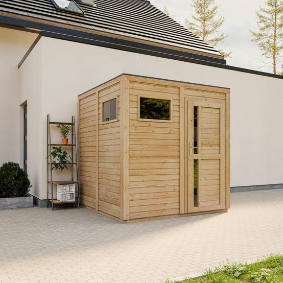 Timbela - Abri de jardin en bois - 4,20 m² / 206x208xH216 cm - avec sol traité - Timbela M325F1+M325G - Image 1
