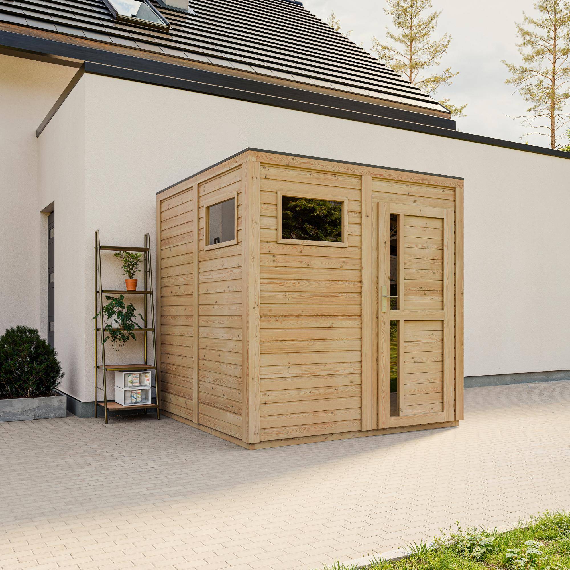 Timbela - Abri de jardin en bois - 4,20 m² / 206x208xH216 cm - avec sol traité - Timbela M325F1+M325G