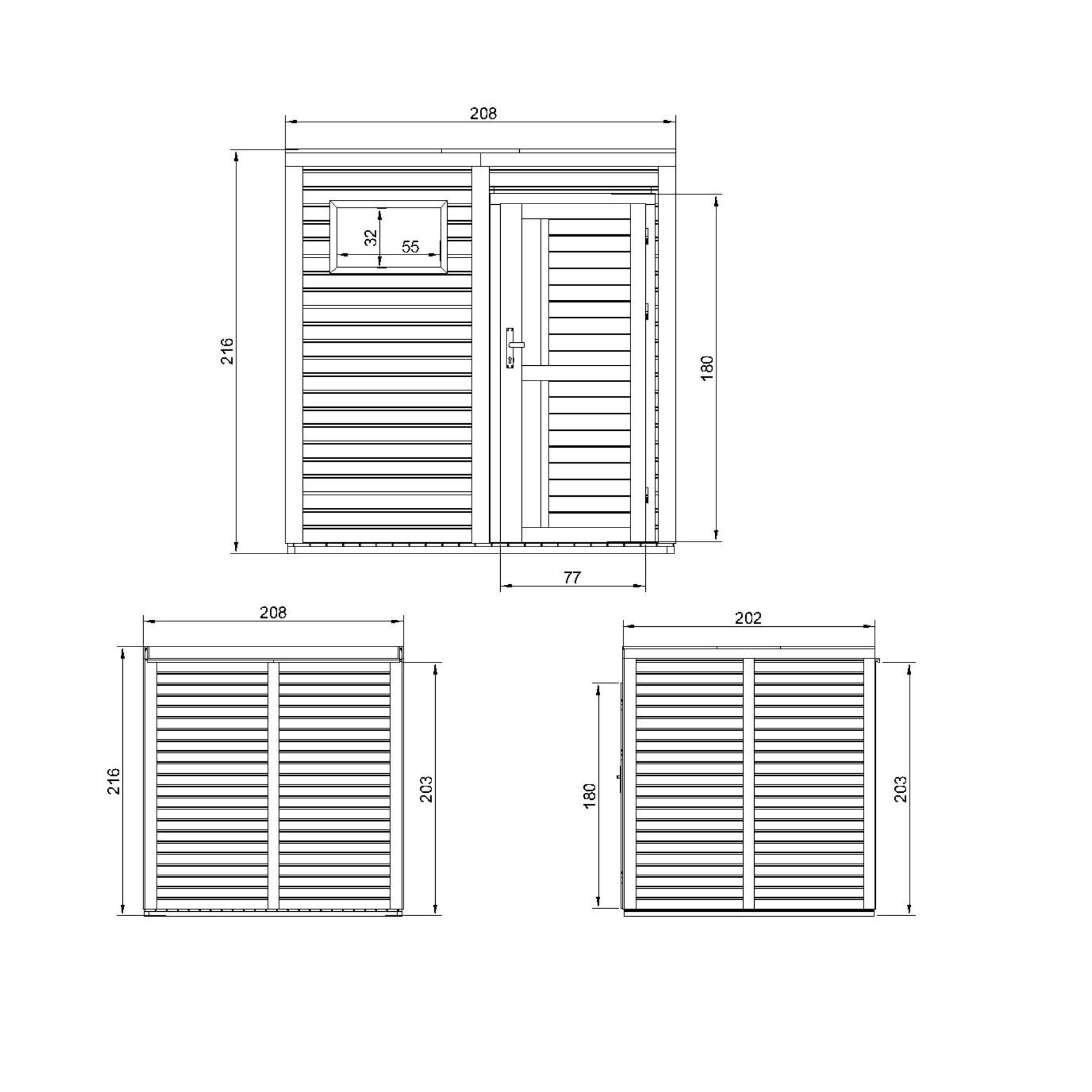 Timbela - Abri de jardin en bois - 4,20 m² / 206x208xH216 cm - avec sol traité - Timbela M325F1+M325G - Image 6