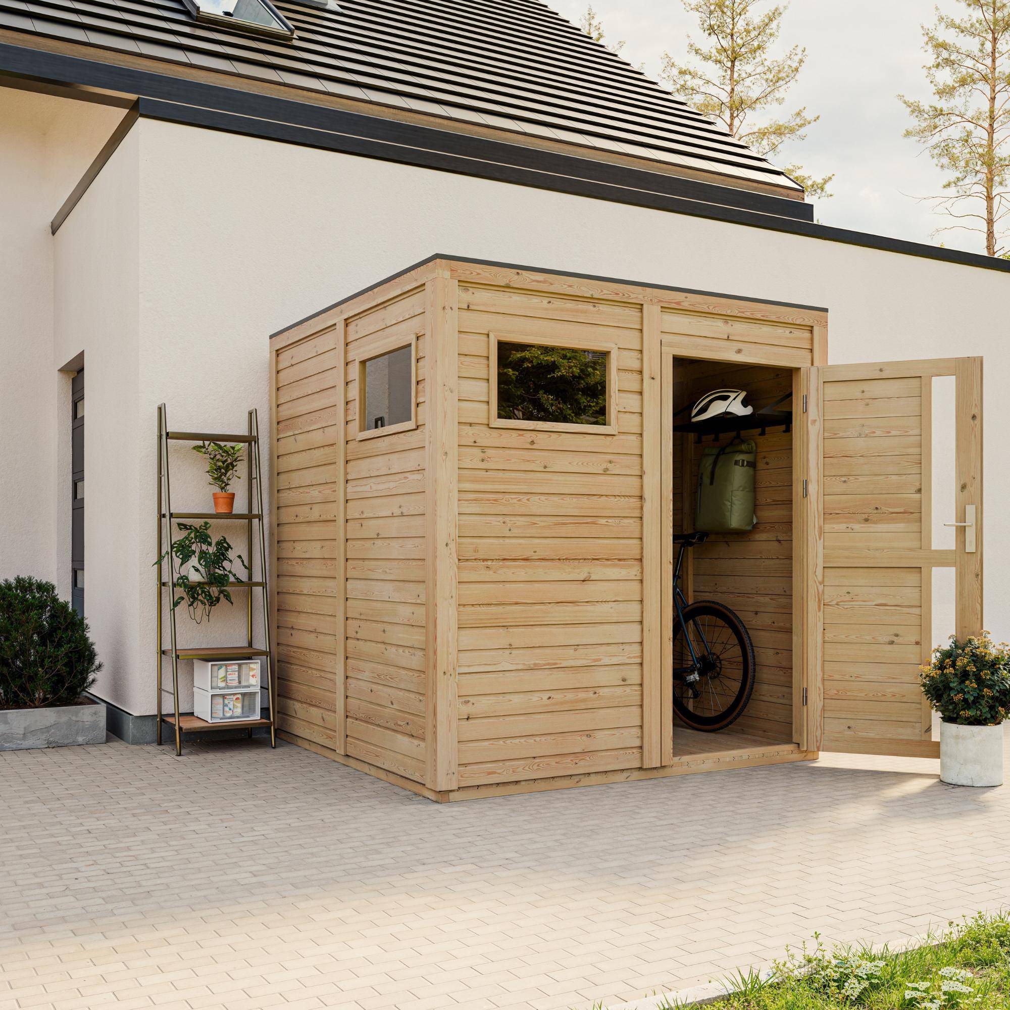 Timbela - Abri de jardin en bois - 4,20 m² / 206x208xH216 cm - avec sol traité - Timbela M325F1+M325G - Image 5