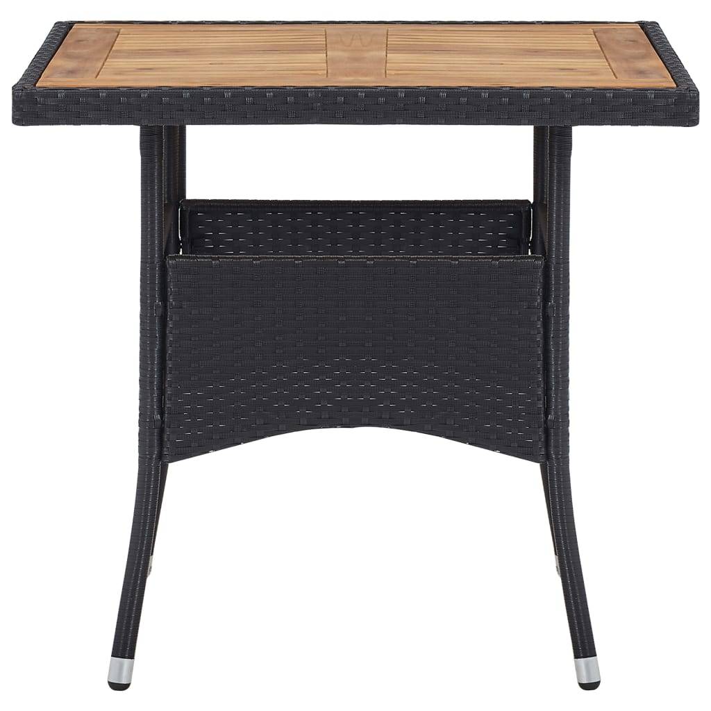 ComfortXL - Table de Jardin Carrée 4 Personnes en Résine Tressée Noire et Plateau Bois d'Acacia, 80x80 cm – ComfortXL Outdoor Living - Image 2
