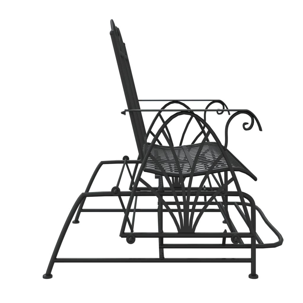 Helloshop26 - Banc de jardin meuble de patio d'extérieur terrasse coulissant 2 places 114 cm noir acier - Image 5