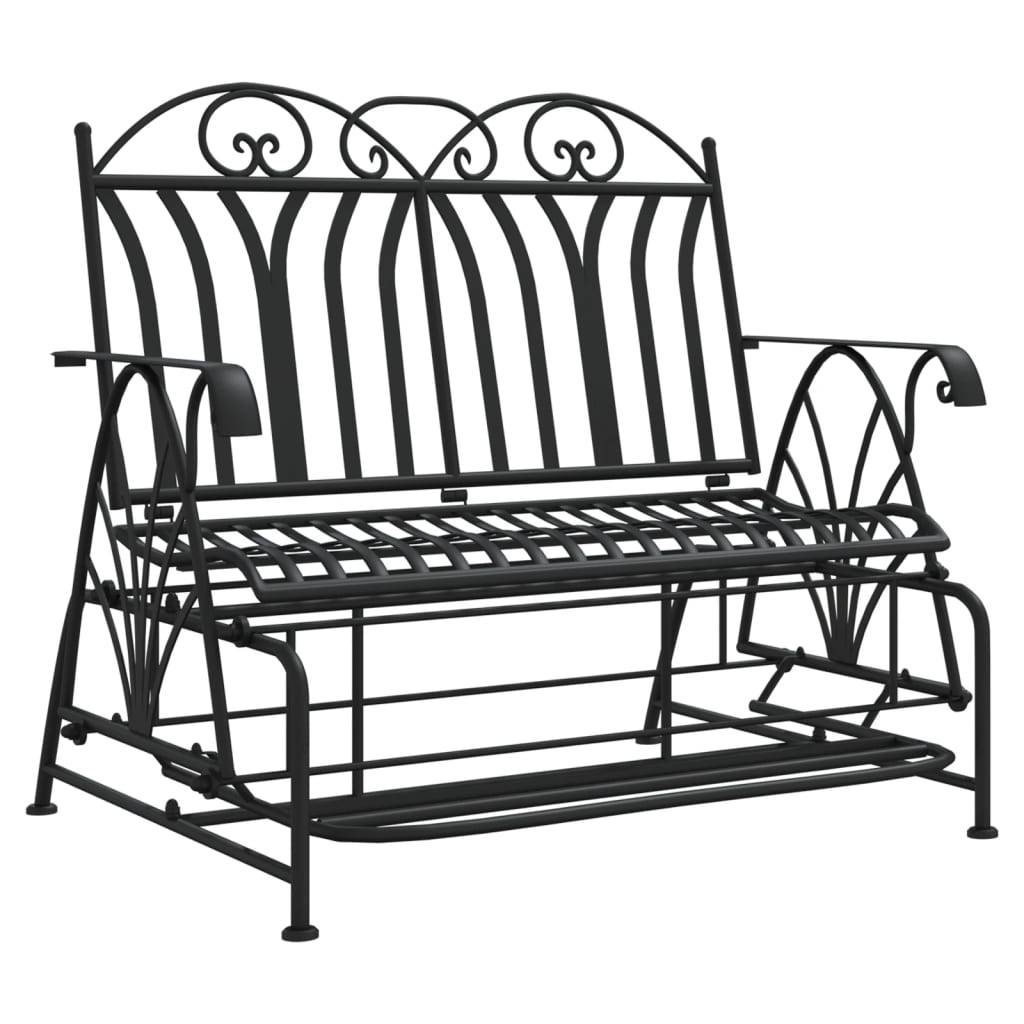 Helloshop26 - Banc de jardin meuble de patio d'extérieur terrasse coulissant 2 places 114 cm noir acier - Image 1