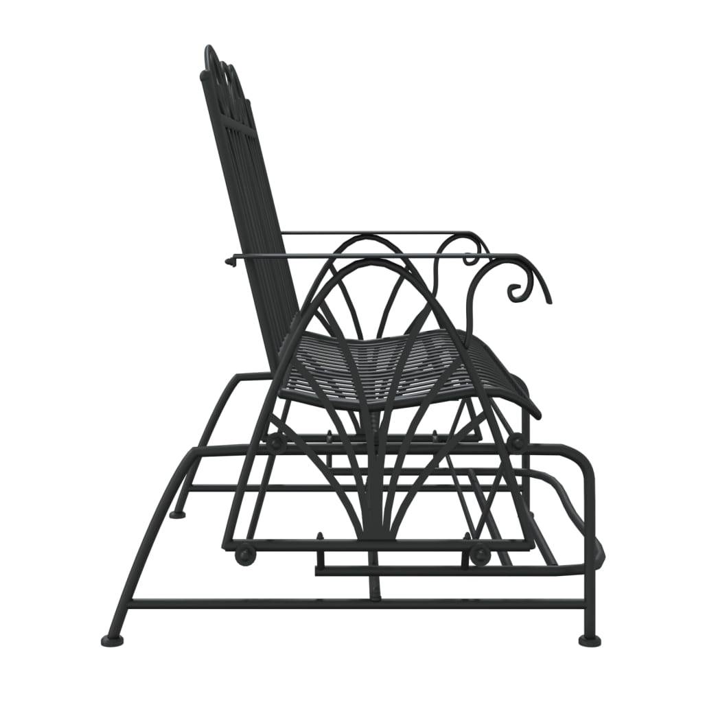 Helloshop26 - Banc de jardin meuble de patio d'extérieur terrasse coulissant 2 places 114 cm noir acier - Image 4