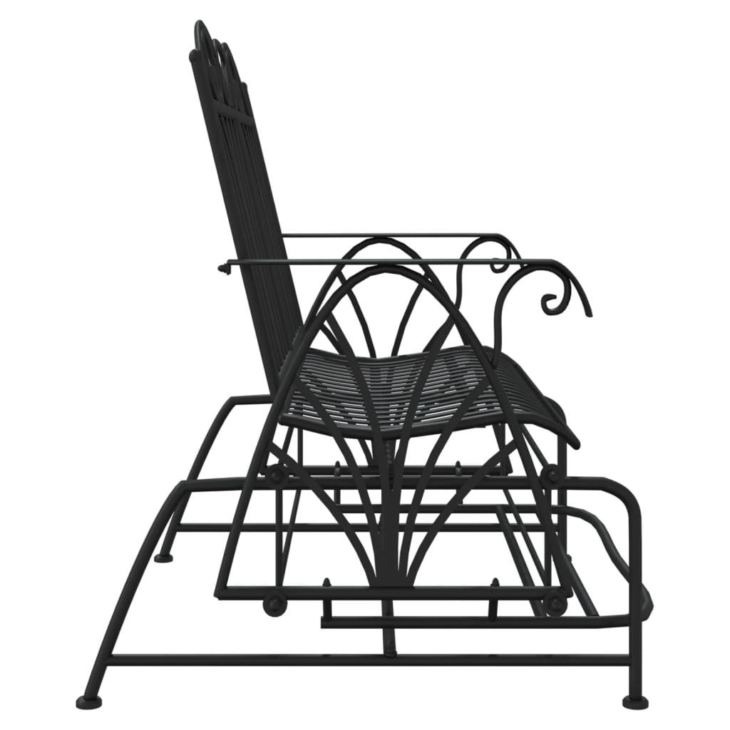 Helloshop26 - Banc de jardin meuble de patio d'extérieur terrasse coulissant 2 places 114 cm noir acier - Image 3