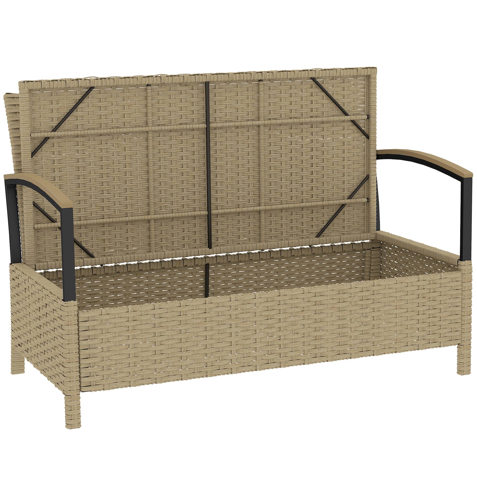 ComfortXL - Banc de Jardin Coffre Rangement 125L Résine Tressée Terrasse Assise Confortable 123x70x82cm - ComfortXL Outdoor Living - Image 2