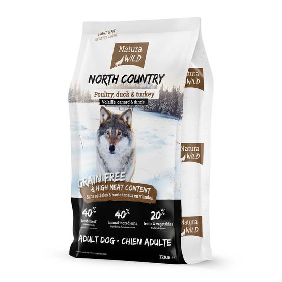 0 - Croquettes sans céréales à la volaille pour chien adulte Natura Wild North Country 12kg
