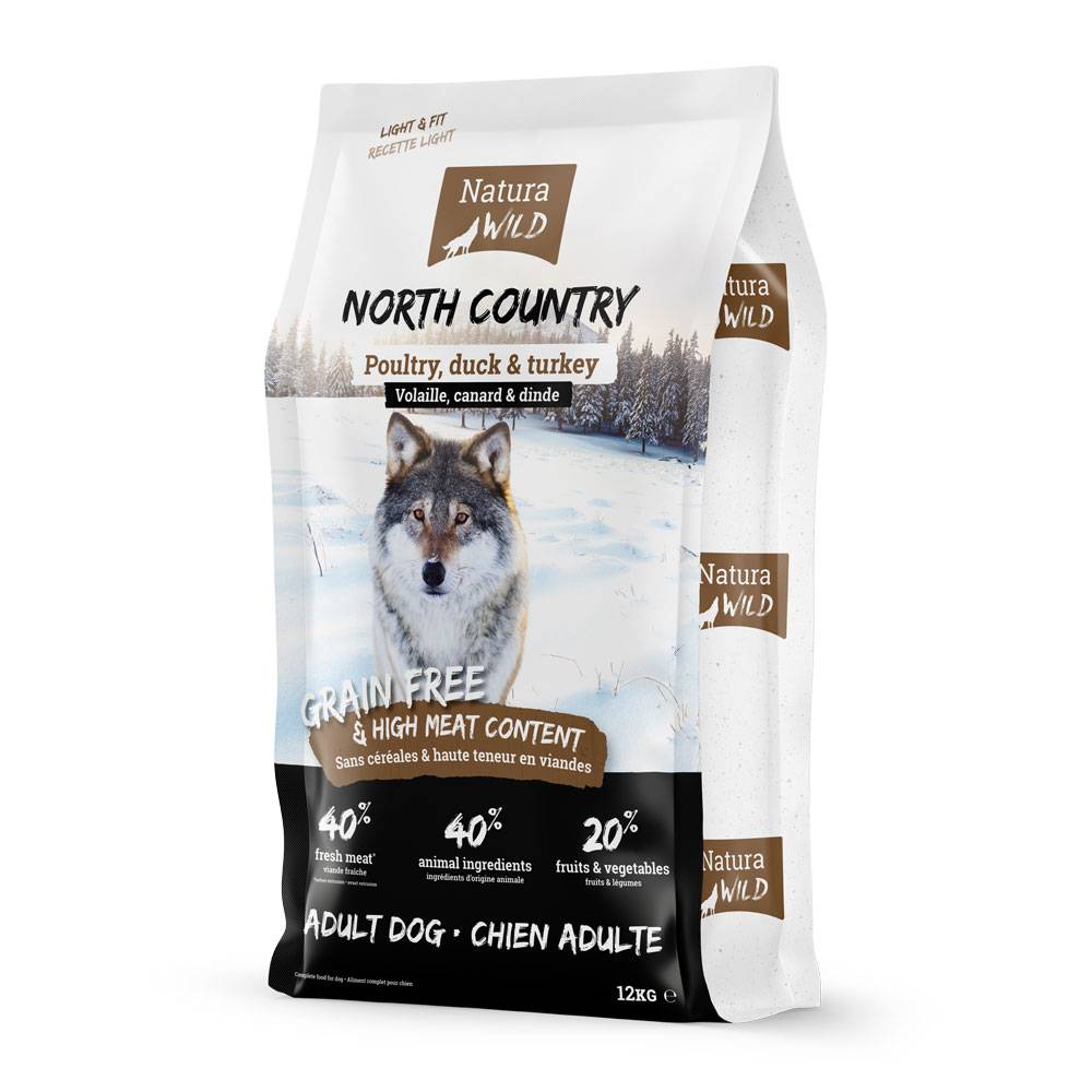 0 - Croquettes sans céréales à la volaille pour chien adulte Natura Wild North Country 12kg