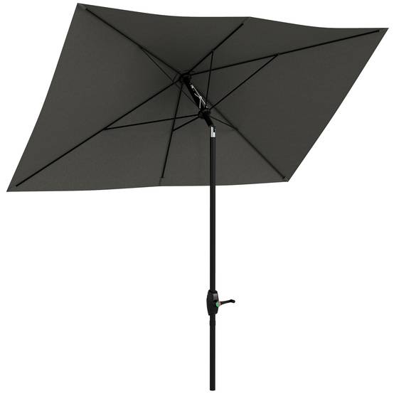 Parasol rectangulaire inclinable 2x3 m avec manivelle polyester - 290x200x248cm Aluminium Gris fr351 - Image 1