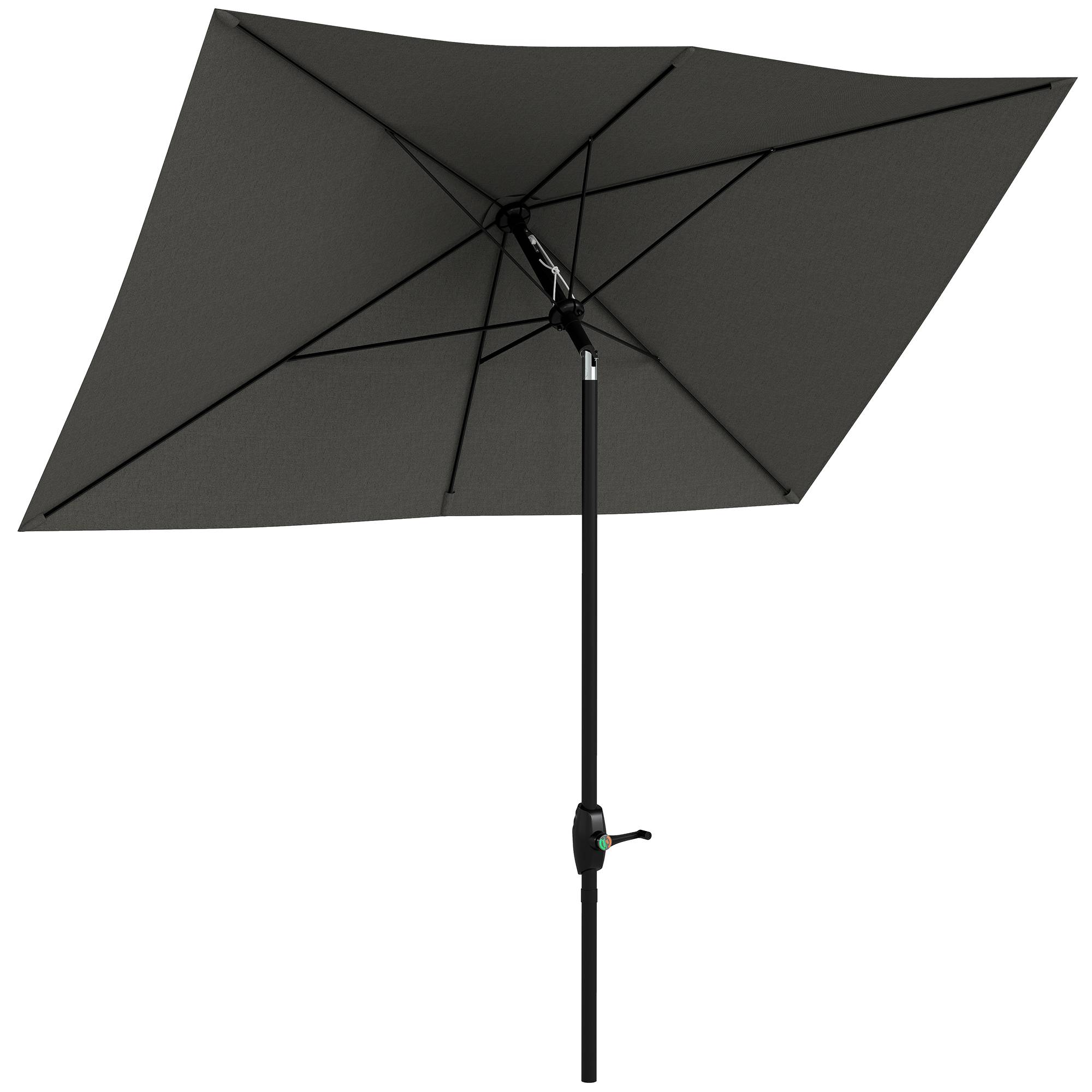 Parasol rectangulaire inclinable 2x3 m avec manivelle polyester - 290x200x248cm Aluminium Gris fr351 - Image 1
