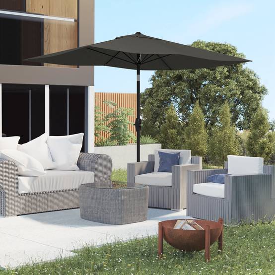 Parasol rectangulaire inclinable 2x3 m avec manivelle polyester - 290x200x248cm Aluminium Gris fr351 - Image 4