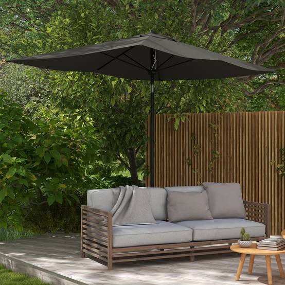 Parasol rectangulaire inclinable 2x3 m avec manivelle polyester - 290x200x248cm Aluminium Gris fr351 - Image 3