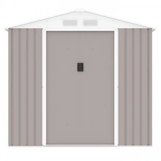 Sans Marque - Abri de jardin en métal 2,71 m² - 213 x 127 x 195 cm - PLUTON - Kit d'ancrage inclus, 2 portes coulissantes - Taupe - Image 2