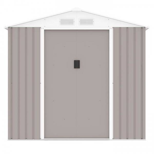 Sans Marque - Abri de jardin en métal 2,71 m² - 213 x 127 x 195 cm - PLUTON - Kit d'ancrage inclus, 2 portes coulissantes - Taupe - Image 2