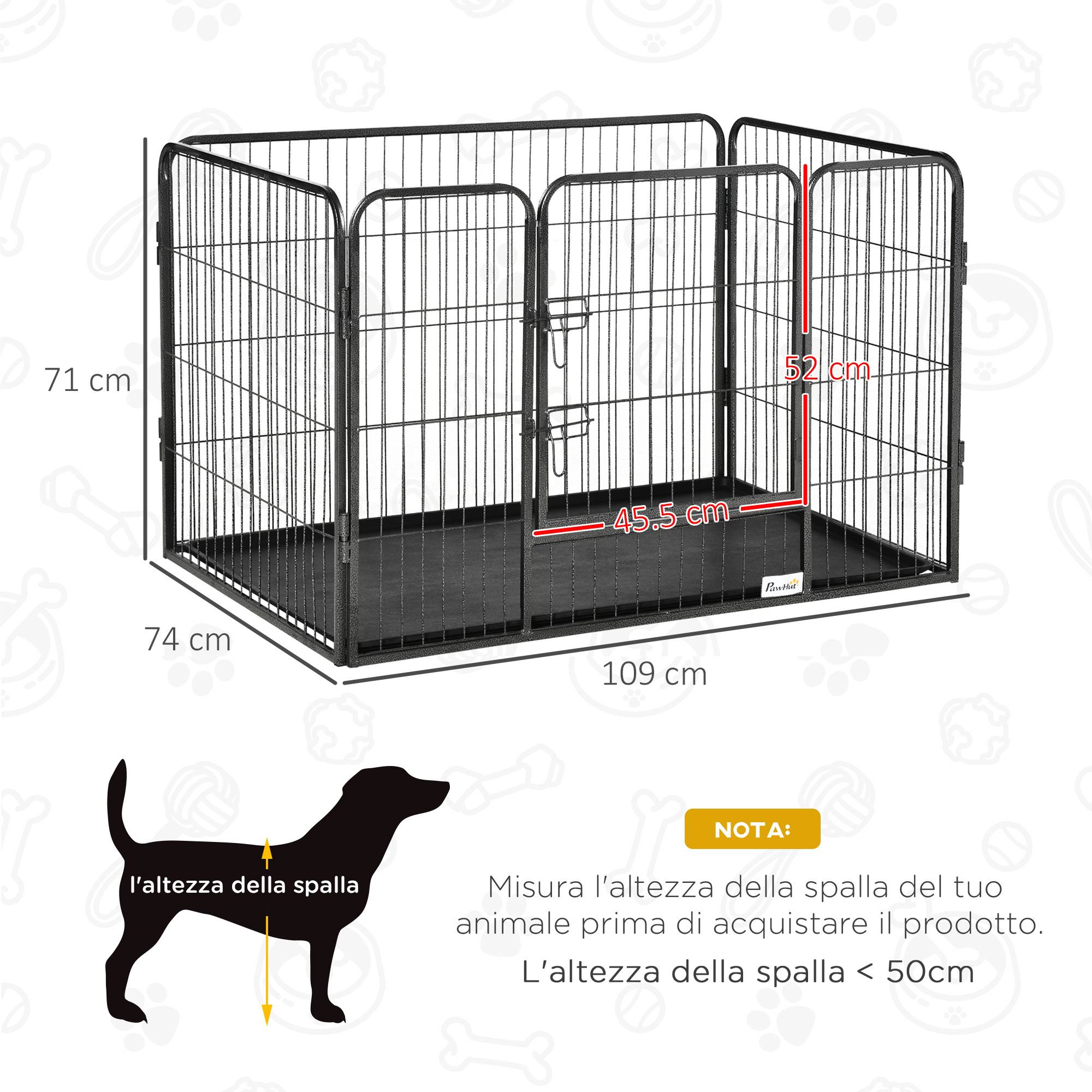 Sans Marque - Niche pour chien en métal avec porte et plateau de fond, 109 x 74 x 71 cm, grise - Image 5