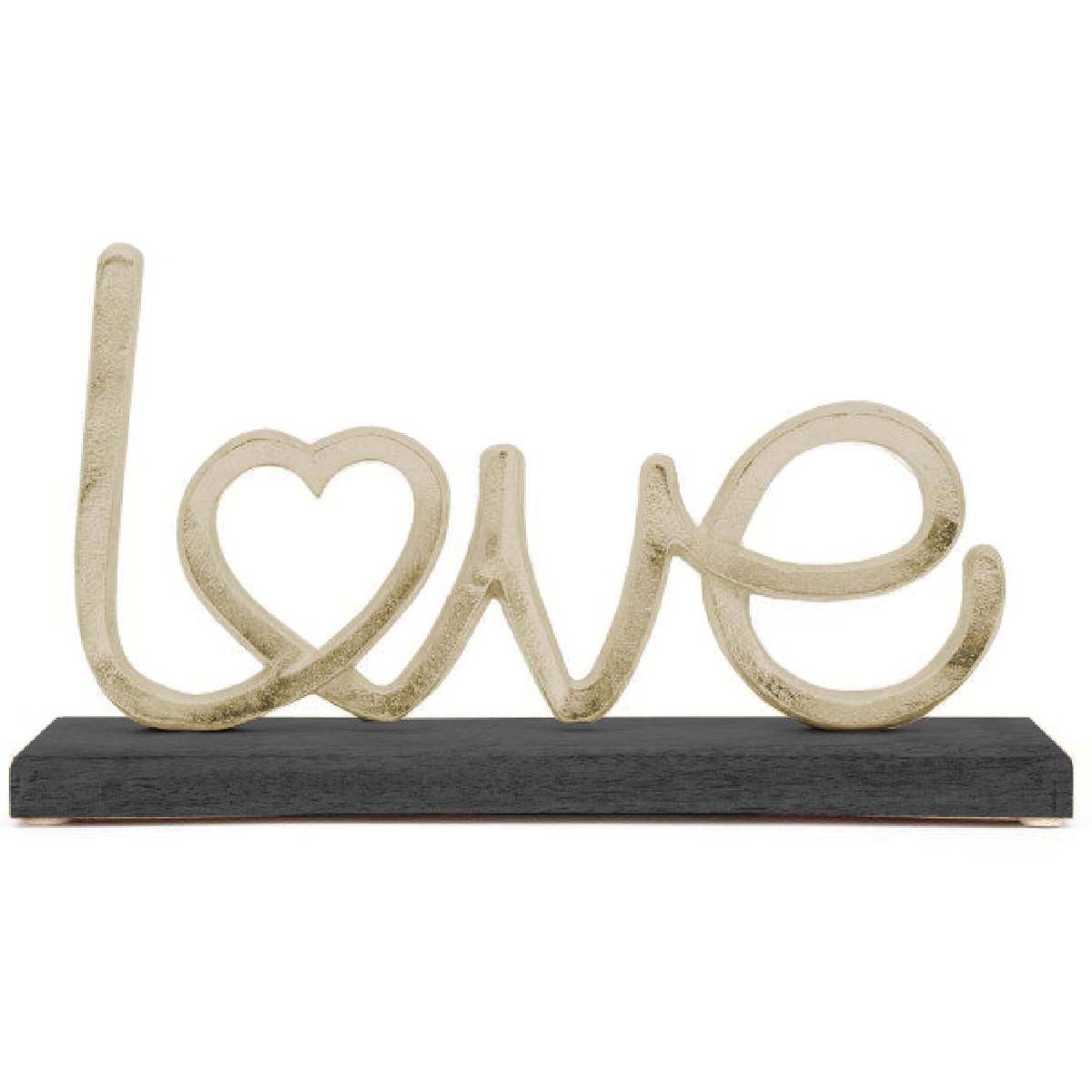 Sil - Décoration en aluminium et manguier Or et noir Love
