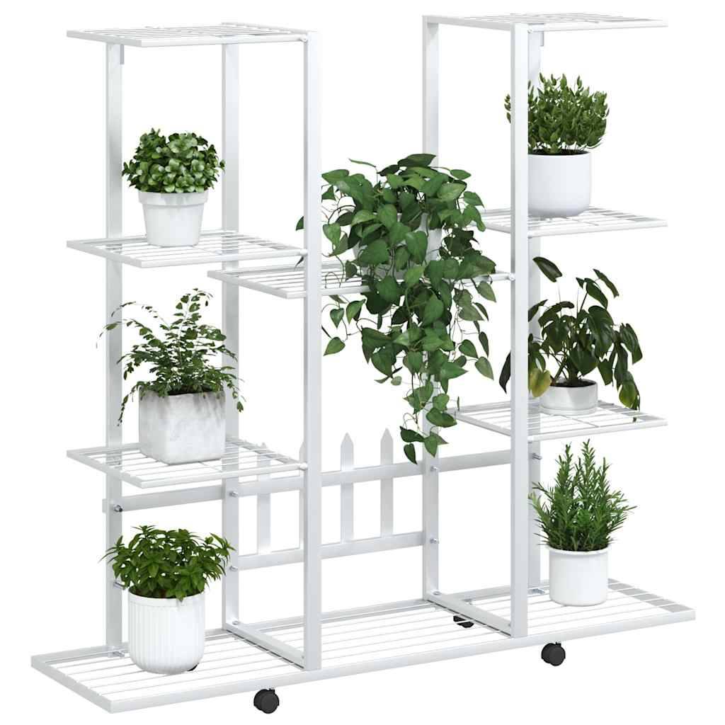 Jardinière sur roues fer blanc 94.5 x 24.5 x 91.5 cm - PANGIVO - Image 4