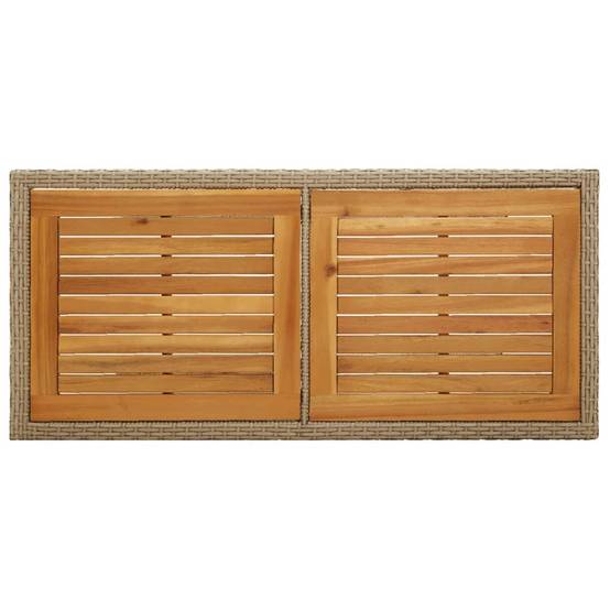 ComfortXL - Table de Jardin Étroite Beige 110x53cm, Plateau en Bois d'Acacia et Pieds en Résine Tressée – ComfortXL Outdoor Living - Image 4