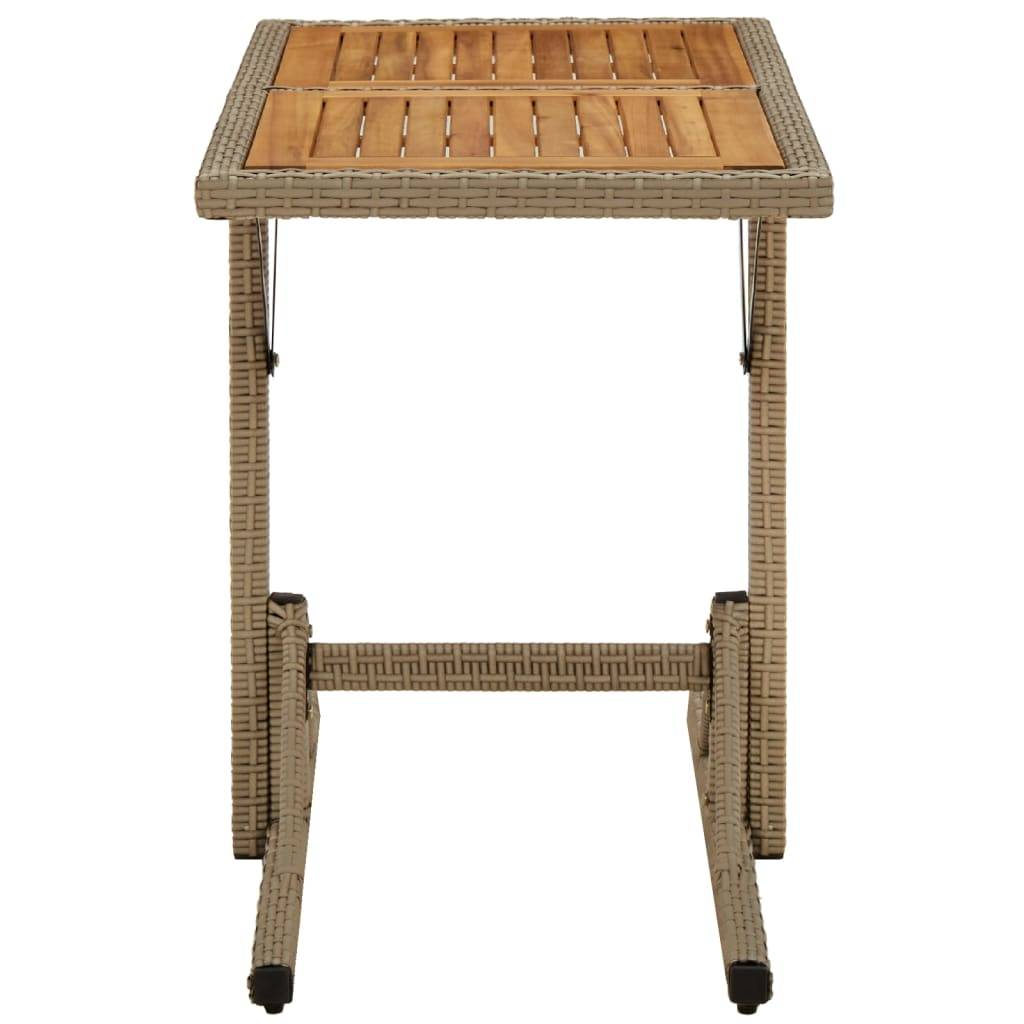 ComfortXL - Table de Jardin Étroite Beige 110x53cm, Plateau en Bois d'Acacia et Pieds en Résine Tressée – ComfortXL Outdoor Living - Image 3
