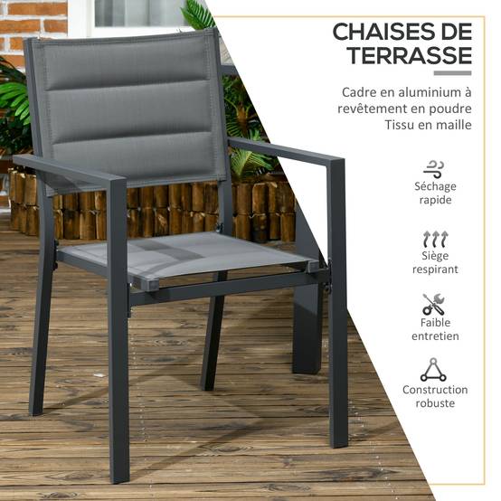 Salon de jardin aluminium pour terrasse table extensible 12 chaises gris - ComfortXL Outdoor Living - Image 8