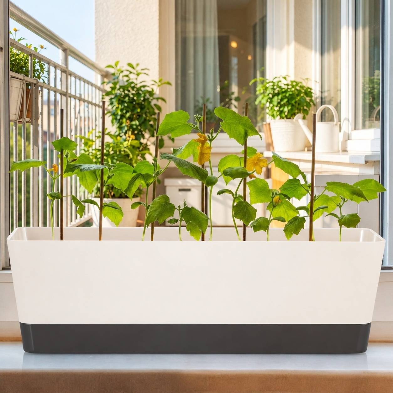 Jardinnière Rectangulaire Plastique 42 5 cm avec Soucoupe Lot de 3 - Image 5