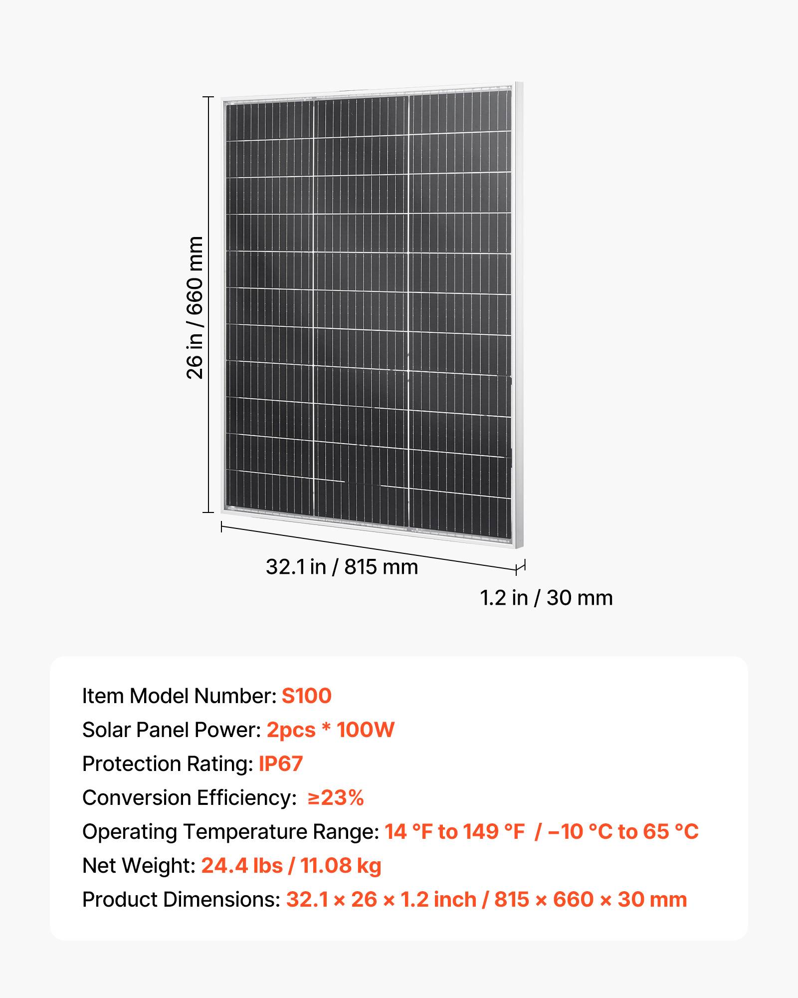 Vevor - VEVOR Panneau Solaire Monocristallin Photovoltaïque Bifacial 100 W Lot de 2 IP67 - Image 7