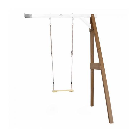 Portique mural en bois marron et blanc AXI avec balançoire - Dimensions 160x171x207cm - Image 1