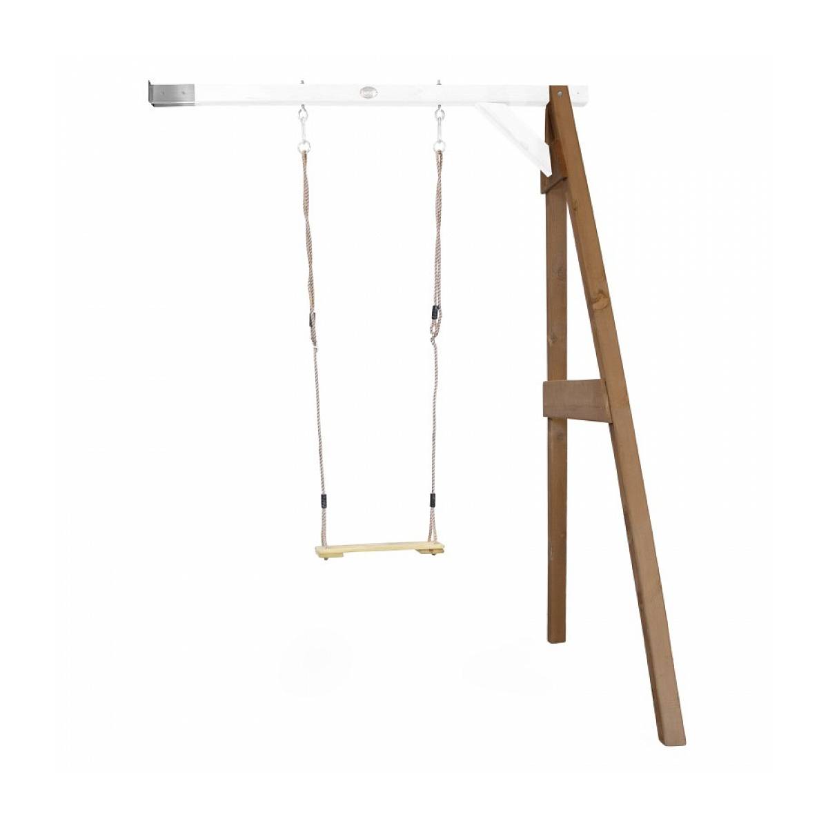 Portique mural en bois marron et blanc AXI avec balançoire - Dimensions 160x171x207cm - Image 1