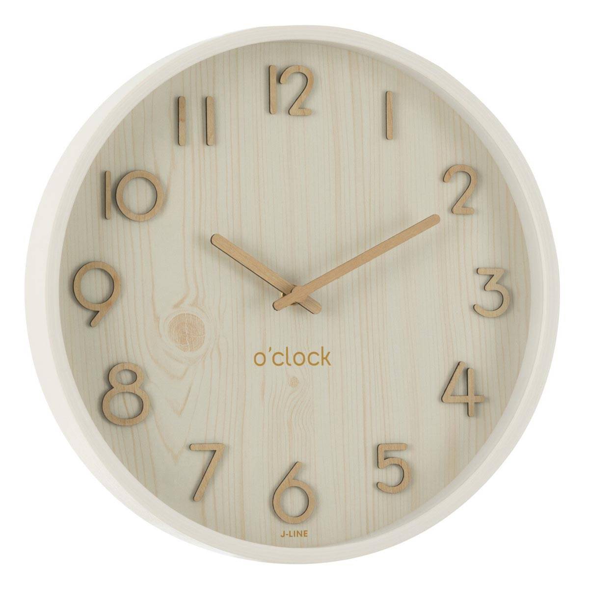 J-Line - Horloge Murale en Bois "Marion" 30cm Blanc - Image 1