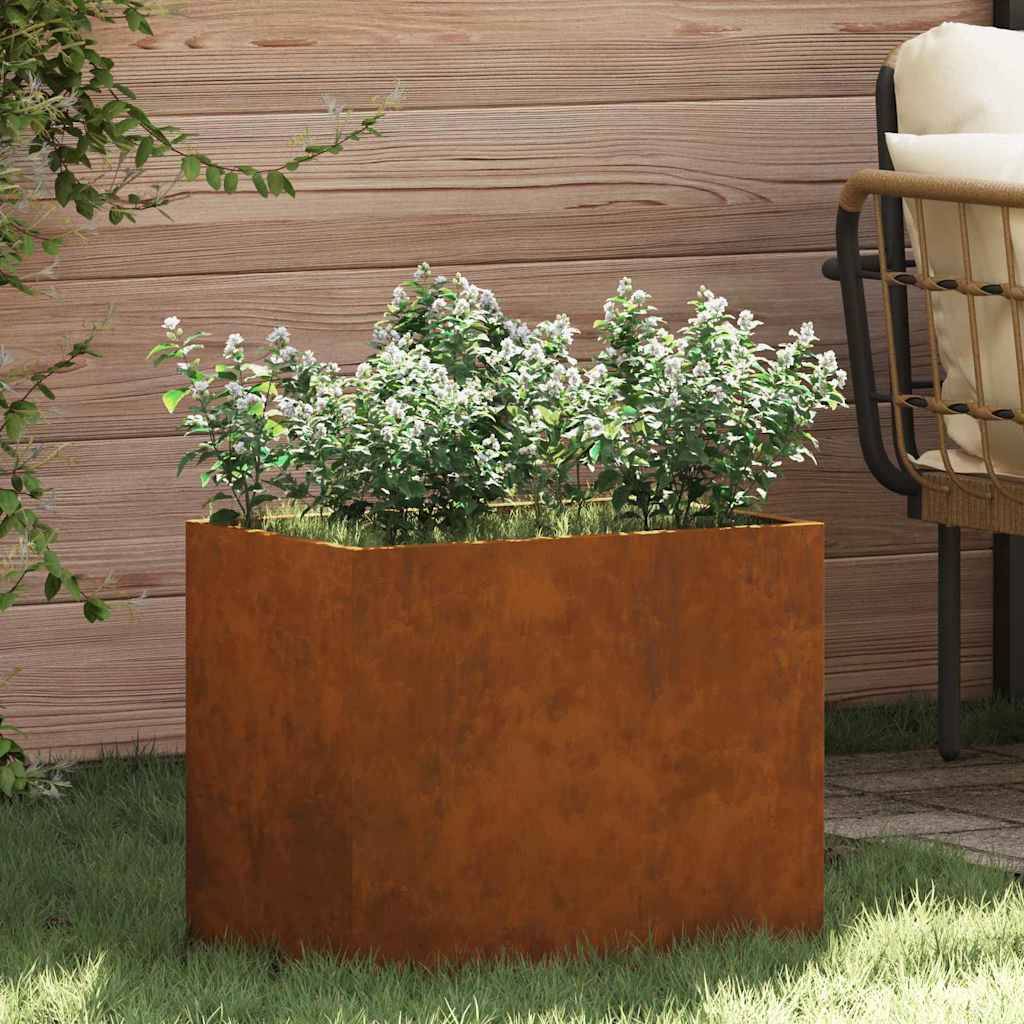 Maison Chic - Cache-pot | Bac à fleurs de jardin Acier patiné 50 x 32 x 40 cm Acier patiné - Image 1