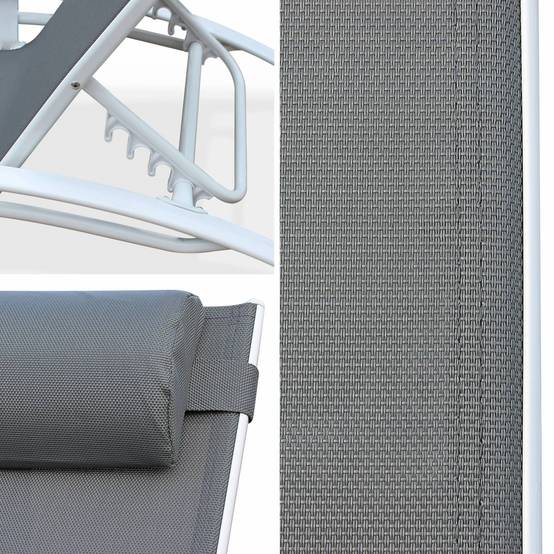 sweeek - Duo de bains de soleil aluminium - Louisa Gris blanc - Transats aluminium et textilène | sweeek - Image 4